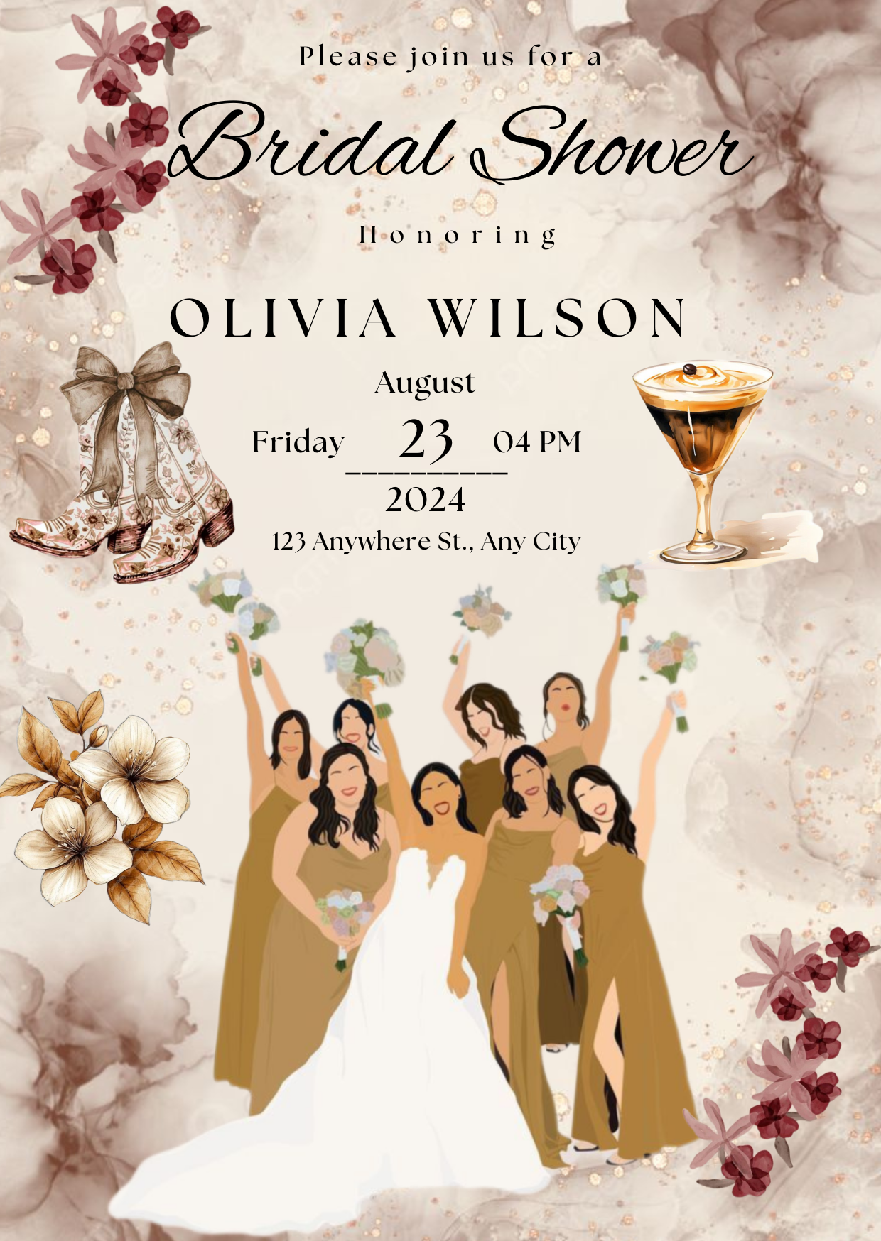 Modern Elegant Bridal Shower Invitation Template