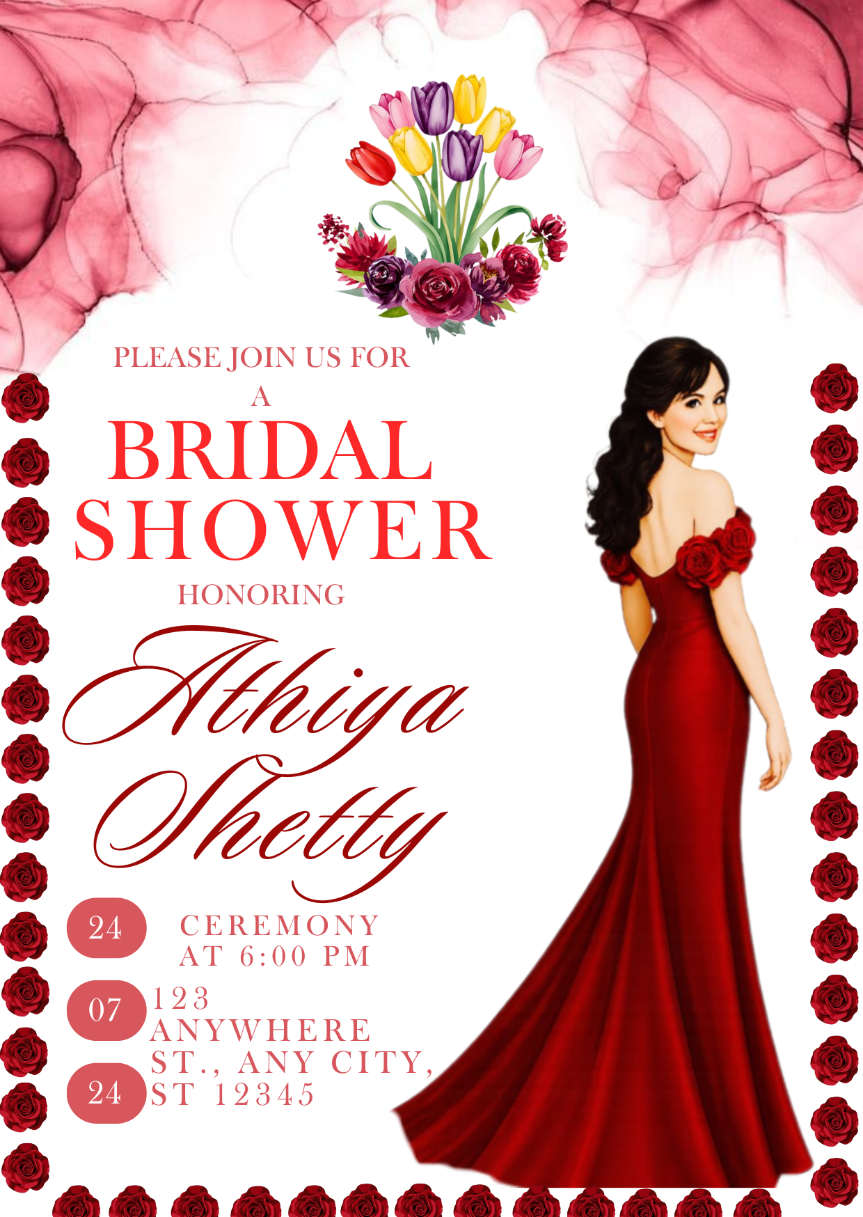 Modern Elegant Bridal Shower Invitation Template
