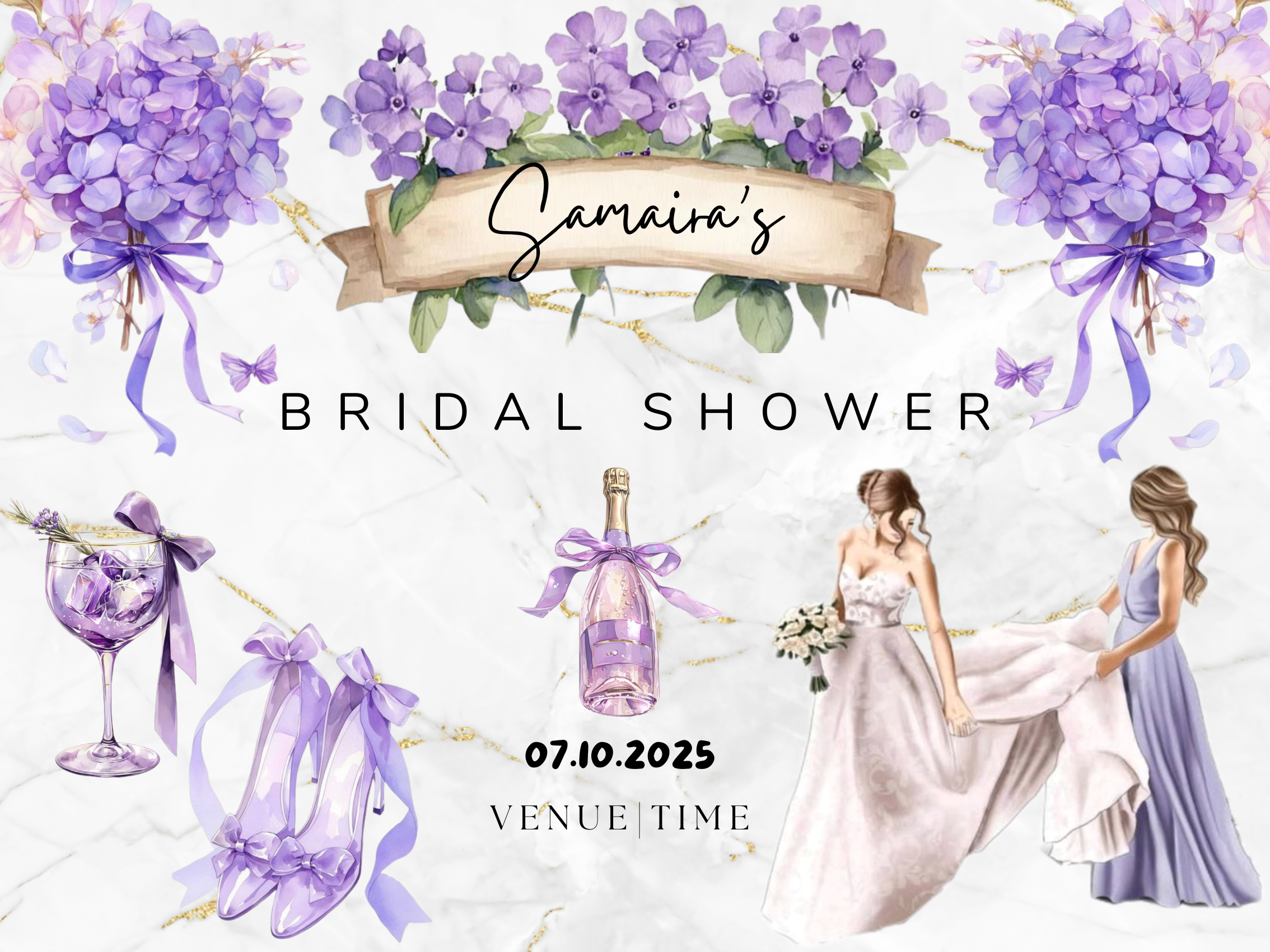 Modern Elegant Bridal Shower Invitation Template