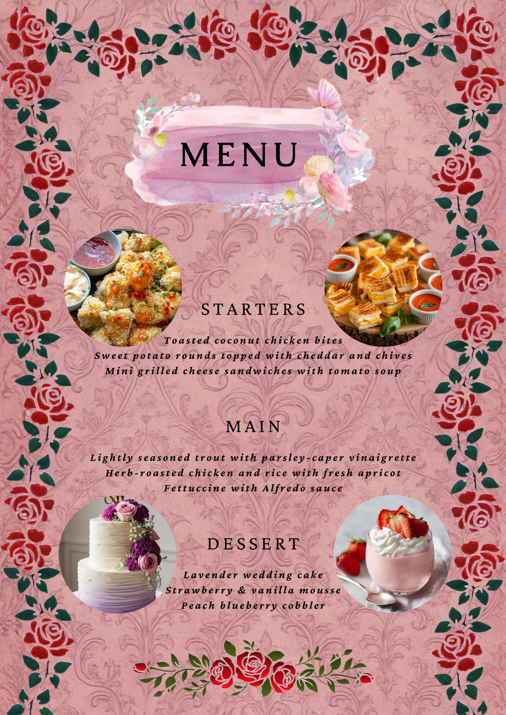 Luxury Wedding Menu Program Card