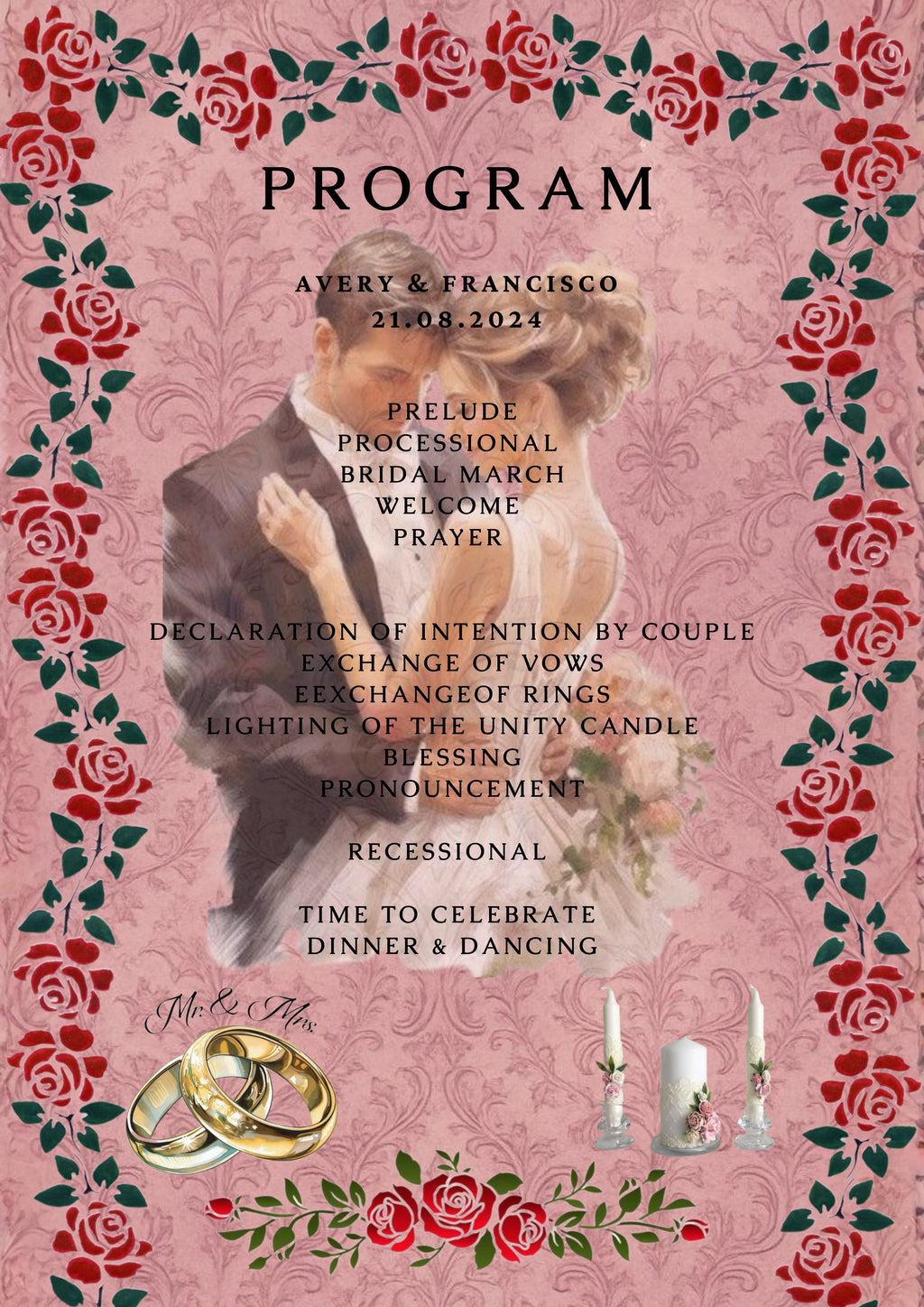 Luxury Wedding Menu Program Card