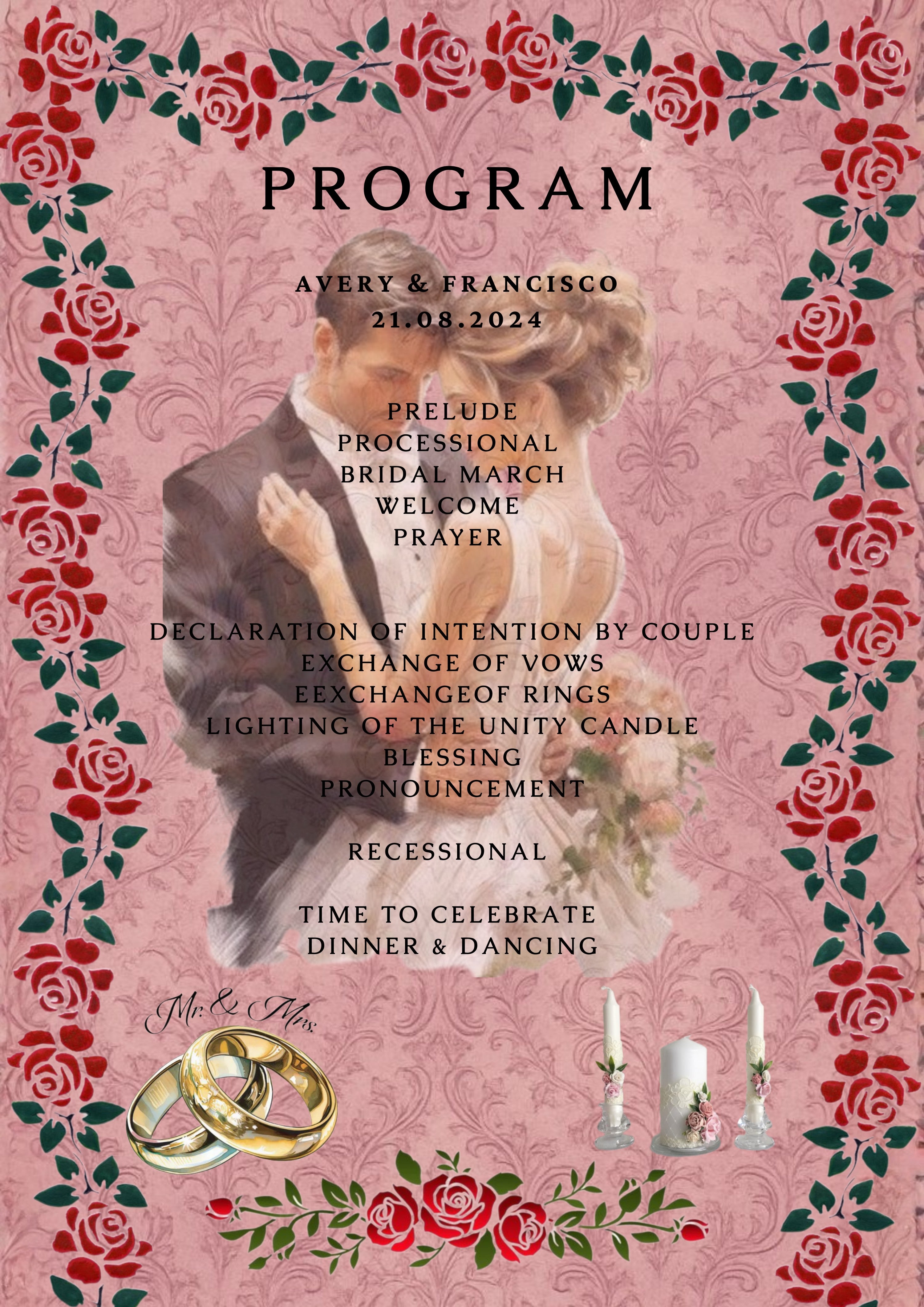 Luxury Wedding Menu Program Card